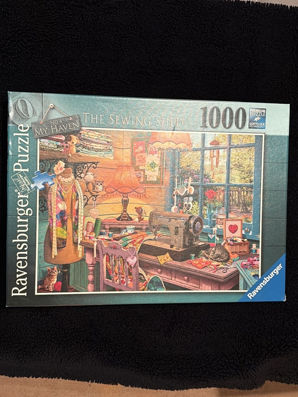 Ravensburger Sewing Room Puzzle – Teal Border, Multicolored Artwork